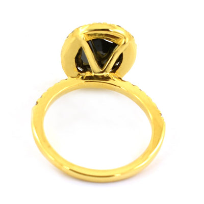 6 Ct Black Diamond Ring With White Diamond Accents in Halo Setting - ZeeDiamonds