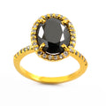 6 Ct Black Diamond Ring With White Diamond Accents in Halo Setting - ZeeDiamonds