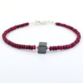 32.30 Ct, Ruby Gemstone Bracelet with Black Diamond Beads, Very Elegant - ZeeDiamonds