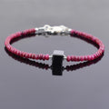 32.30 Ct, Ruby Gemstone Bracelet with Black Diamond Beads, Very Elegant - ZeeDiamonds