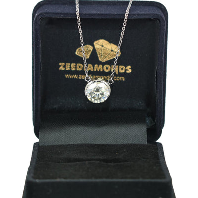 2.15 Ct Brilliant Cut Off-White Diamond Pendant, 100% Certified - ZeeDiamonds