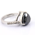 3 Ct Pear Shape Black Diamond Ring With Diamond Accents - ZeeDiamonds