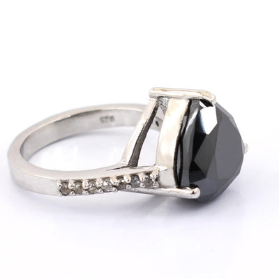 3 Ct Pear Shape Black Diamond Ring With Diamond Accents - ZeeDiamonds