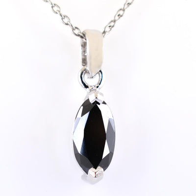 2.15 Ct Marquise Shape Black Diamond Fancy Pendant in Sterling Silver - ZeeDiamonds