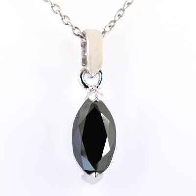 2.15 Ct Marquise Shape Black Diamond Fancy Pendant in Sterling Silver - ZeeDiamonds