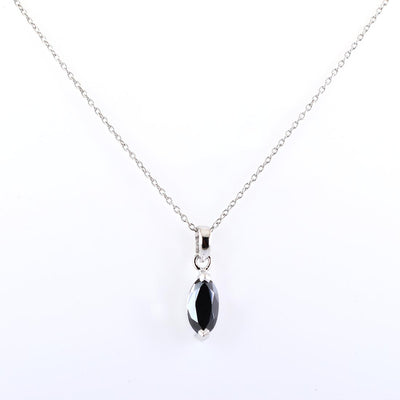 4.75 Ct Marquise Shape Black Diamond Solitaire Pendant in Prong Setting - ZeeDiamonds