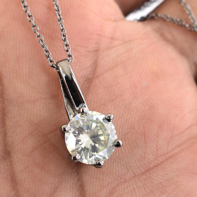 1.80 Ct AAA Certified Off-White Diamond Pendant in Prong Style - ZeeDiamonds