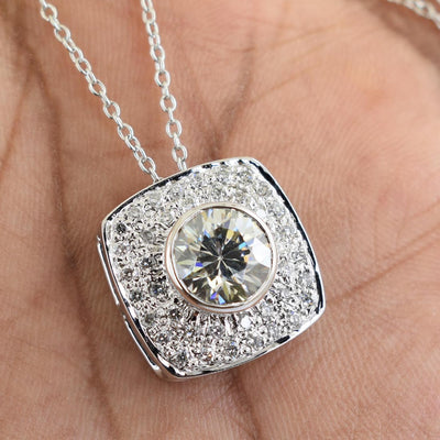 2.15 Ct AAA Certified Off-White Diamond Pendant with Diamond Accents - ZeeDiamonds