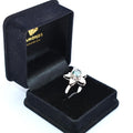 6mm Certified Blue Diamond Solitaire Ring- Lovely Gift, Flower Design - ZeeDiamonds