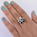 6mm Certified Blue Diamond Solitaire Ring- Lovely Gift, Flower Design - ZeeDiamonds