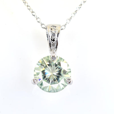 2.75 Ct Certified Off-White Tinge of Blue Diamond Pendant with Diamond Accents - ZeeDiamonds