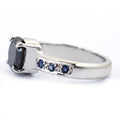 2 Ct Black Diamond Solitaire Ring With Blue Sapphire Gemstone Accents - ZeeDiamonds