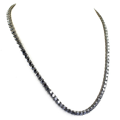 Black Diamond Men's Tennis Necklace.Great Shine & Luster!100% Genuine Certified. - ZeeDiamonds