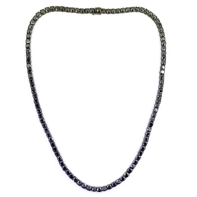 Black Diamond Men's Tennis Necklace.Great Shine & Luster!100% Genuine Certified. - ZeeDiamonds