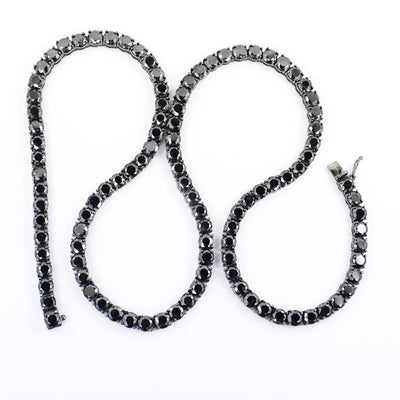Black Diamond Men's Tennis Necklace.Great Shine & Luster!100% Genuine Certified. - ZeeDiamonds