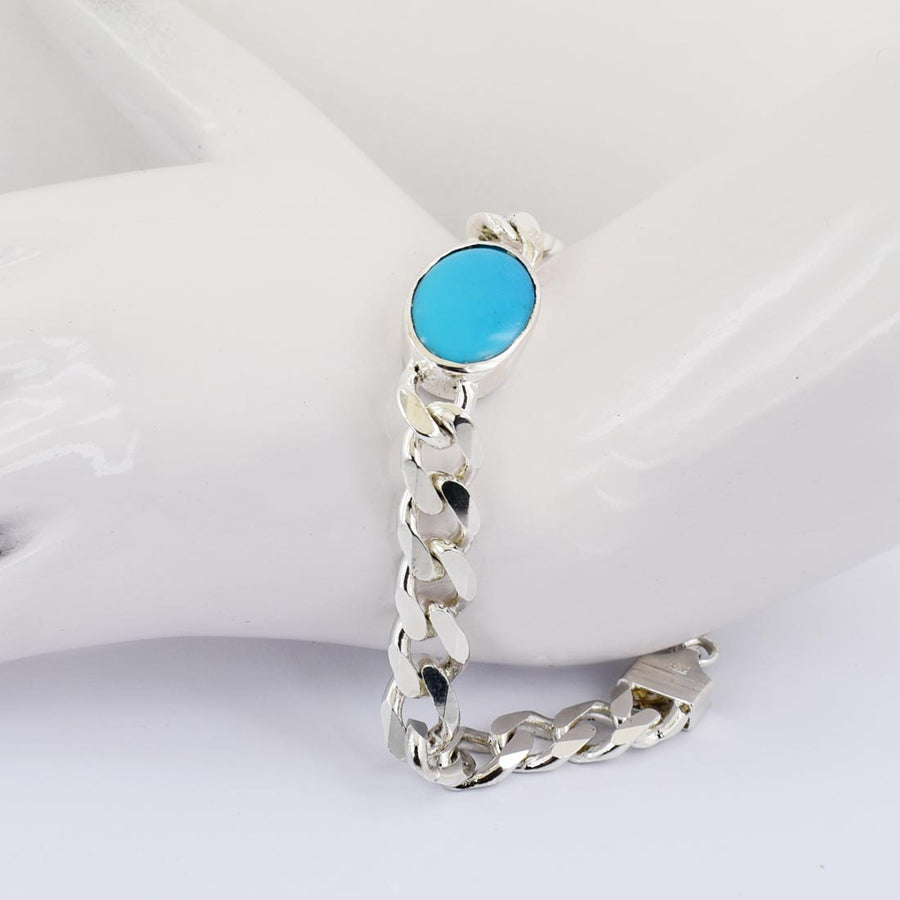 Salman Khan Silver Bracelet With Mid Size Turquoise Stone – Silver N Gifts