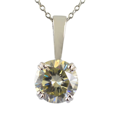 2 Ct AAA Certified Off-White Diamond Solitaire Pendant, Great Brilliance - ZeeDiamonds