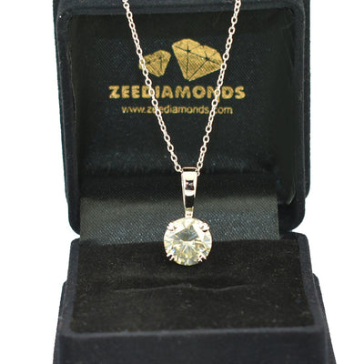 2 Ct AAA Certified Off-White Diamond Solitaire Pendant, Great Brilliance - ZeeDiamonds