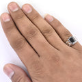 4.5 Ct Radiant Cut Black Diamond Men's Ring in White Gold Finish - ZeeDiamonds
