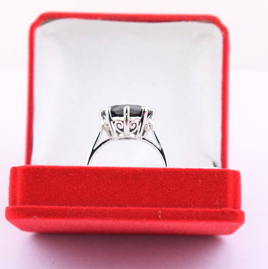 5 Cts 100% Certified Round Cut Black Diamond, Great Shine Solitaire Ring - ZeeDiamonds