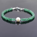 AAA Certified Emerald Gemstone & Pearl Bead Bracelet, Great Shine - ZeeDiamonds