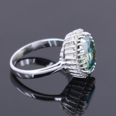 3.65 Ct Certified Blue Diamond Women's Ring with Diamond Accents - ZeeDiamonds