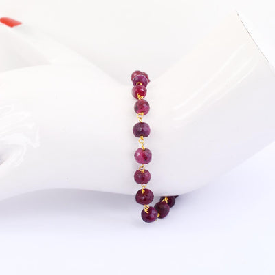 47.70 Ct Handmade Ruby Gemstone Chain Bracelet In Yellow Gold - ZeeDiamonds