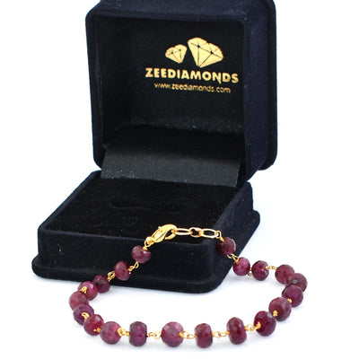 47.70 Ct Handmade Ruby Gemstone Chain Bracelet In Yellow Gold - ZeeDiamonds