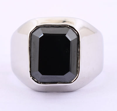 3 Ct Certified Emerald Cut Black Diamond Wedding Ring For Men's - ZeeDiamonds