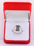 3 Ct Certified Emerald Cut Black Diamond Wedding Ring For Men's - ZeeDiamonds
