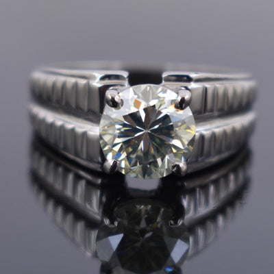 1.75 Ct Off-White Diamond Solitaire Ring in 925 Silver, 100% Certified - ZeeDiamonds