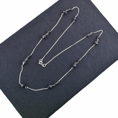 AAA Certified Round Black Diamond Chain Necklace, Great Style - ZeeDiamonds