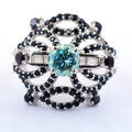 0.80 Ct Certified Blue Diamond Cocktail Ring with Black Diamond Accents - ZeeDiamonds