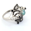 0.80 Ct Certified Blue Diamond Cocktail Ring with Black Diamond Accents - ZeeDiamonds