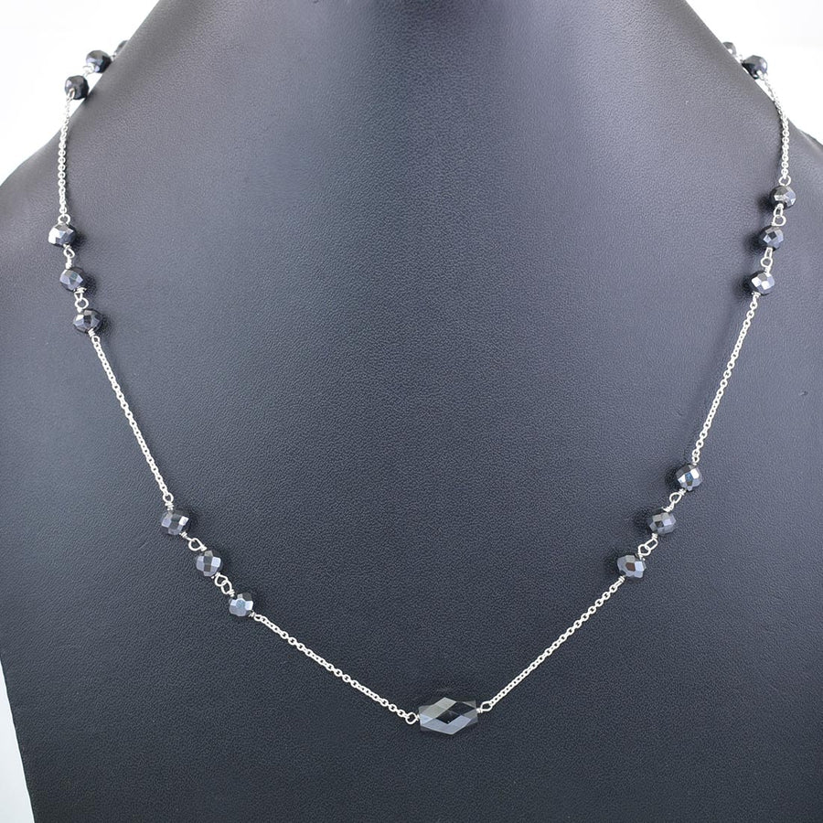AAA 100 % Certified Elegant Black Diamond Chain Necklace in 925 Silver - ZeeDiamonds