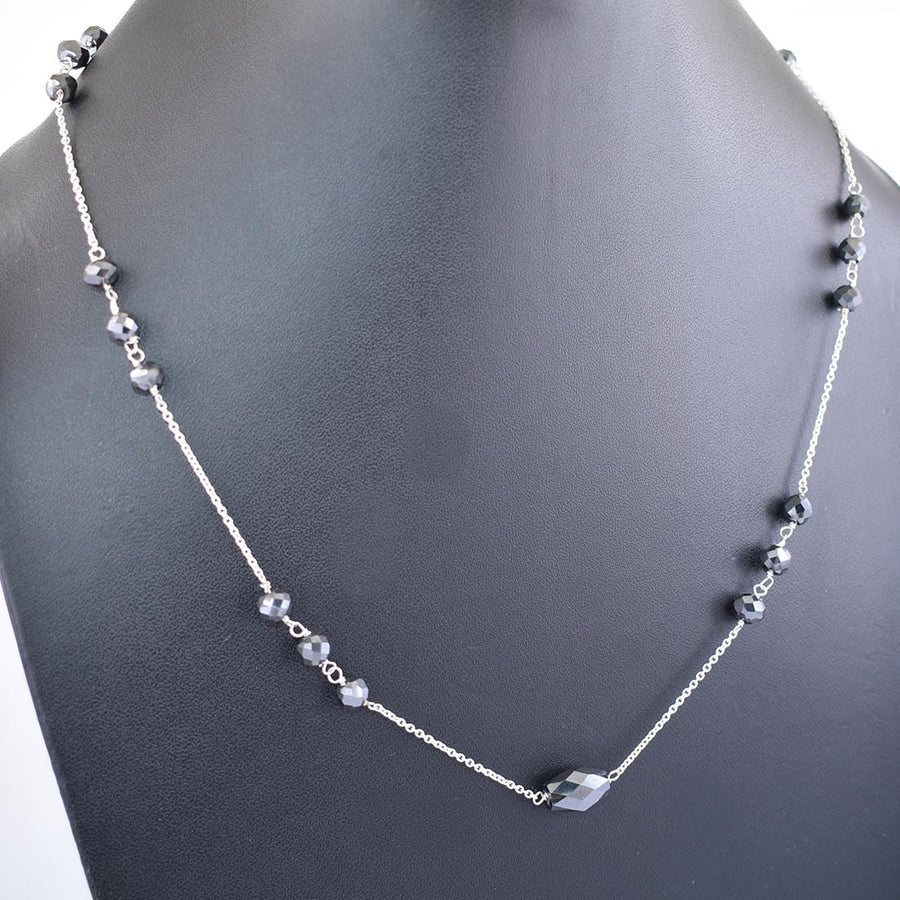 AAA 100 % Certified Elegant Black Diamond Chain Necklace in 925 Silver - ZeeDiamonds