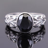 2.35 Ct Oval Shape Black Diamond Solitaire Ring with Bezel Setting - ZeeDiamonds