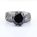 3.40 Ct Round Shape Black Diamond Solitaire Ring in Designer Creation - ZeeDiamonds