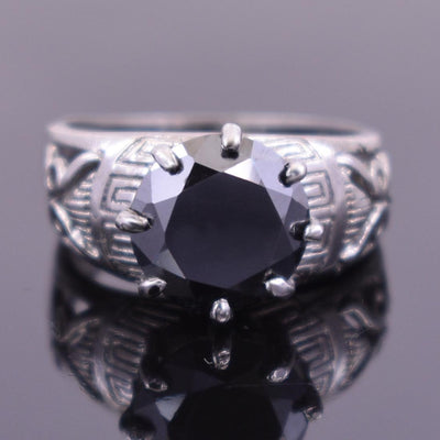 3.40 Ct Round Shape Black Diamond Solitaire Ring in Designer Creation - ZeeDiamonds