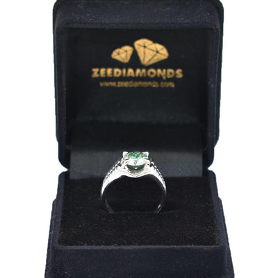 1.40 Ct Elegant Blue Diamond Solitaire Ring, 100% Certified - ZeeDiamonds