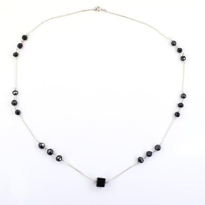 AAA 100 % Certified Stunning Black Diamond Chain Necklace in 925 Silver - ZeeDiamonds