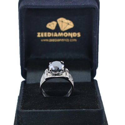 3.05 Carat Black Diamond Solitaire Designer Men's Ring, Gift for Wedding - ZeeDiamonds