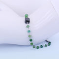 Certified 5 mm Emerald Gemstone Chain Bracelet With 7 mm Black Bead - ZeeDiamonds