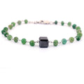 Certified 5 mm Emerald Gemstone Chain Bracelet With 7 mm Black Bead - ZeeDiamonds