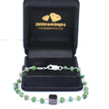 Certified 5 mm Emerald Gemstone Chain Bracelet With 7 mm Black Bead - ZeeDiamonds