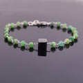 Certified 5 mm Emerald Gemstone Chain Bracelet With 7 mm Black Bead - ZeeDiamonds