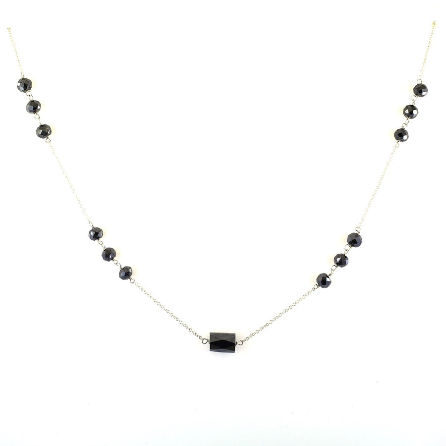 AAA Certified Black Diamond Chain Necklace in 925 Silver, Great Luster - ZeeDiamonds