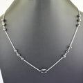 AAA Certified Black Diamond Chain Necklace in 925 Silver, Great Luster - ZeeDiamonds