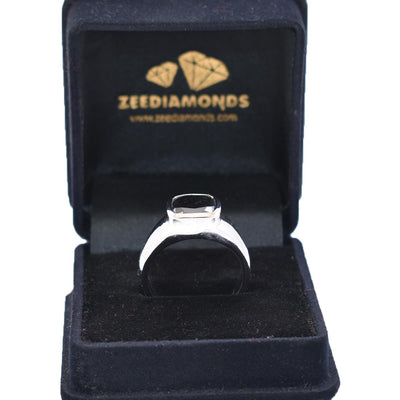 4.10 Ct Cushion Shape Black Diamond Solitaire Ring in 925 Sterling Silver - ZeeDiamonds