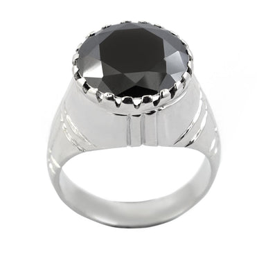 10.5 Ct Black Diamond Solitaire Ring in 925 Sterling Silver - ZeeDiamonds